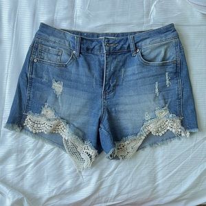 Altar'd State Lace Trim Jean Shorts